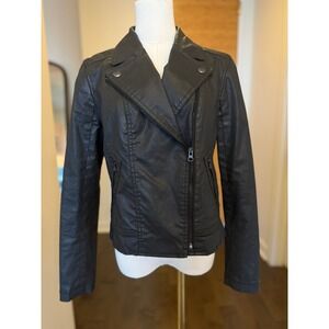LOFT Faux Leather Moto Jacket Black Moto Style Women's Size S